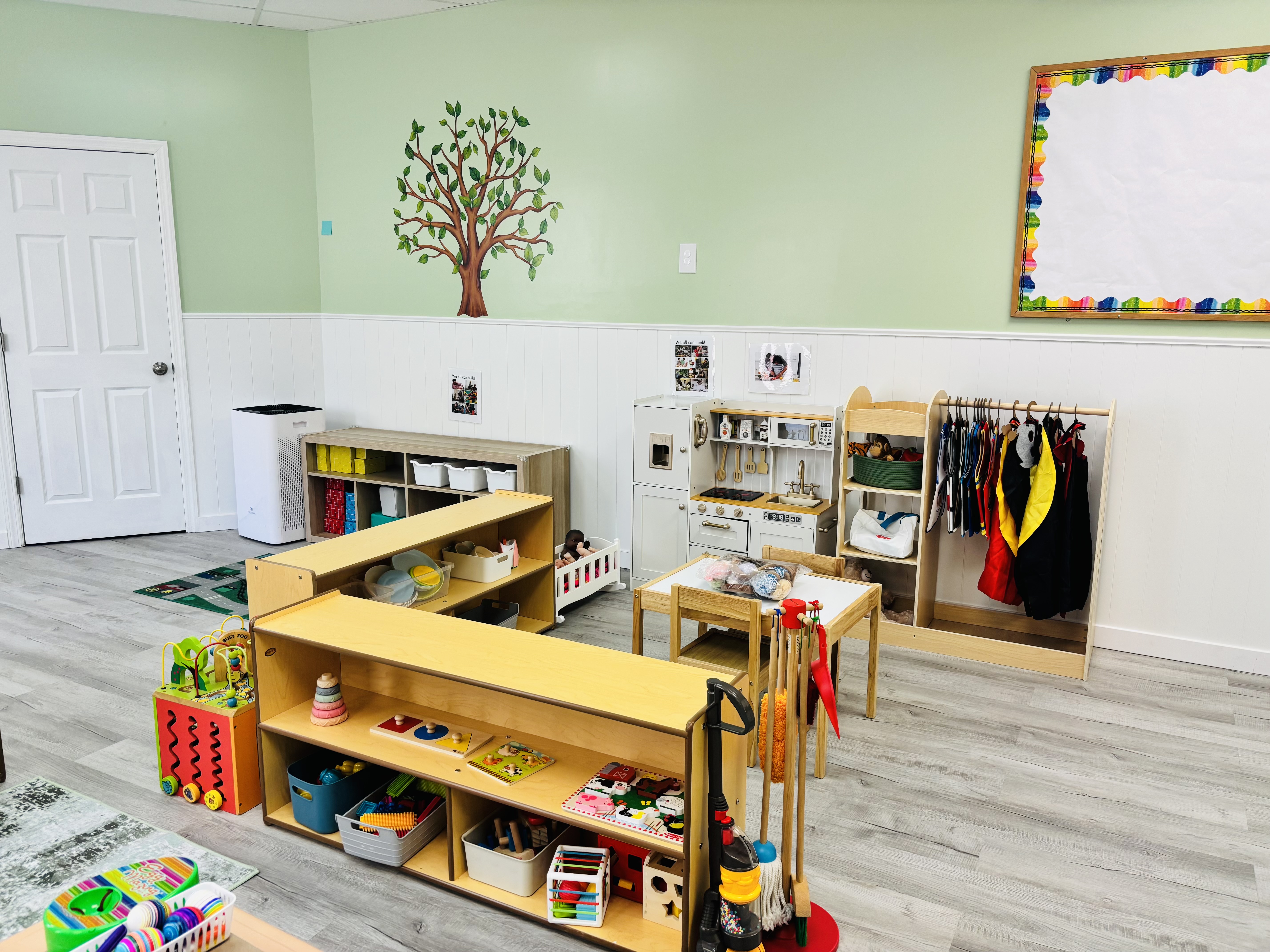 Classroom with tree mural